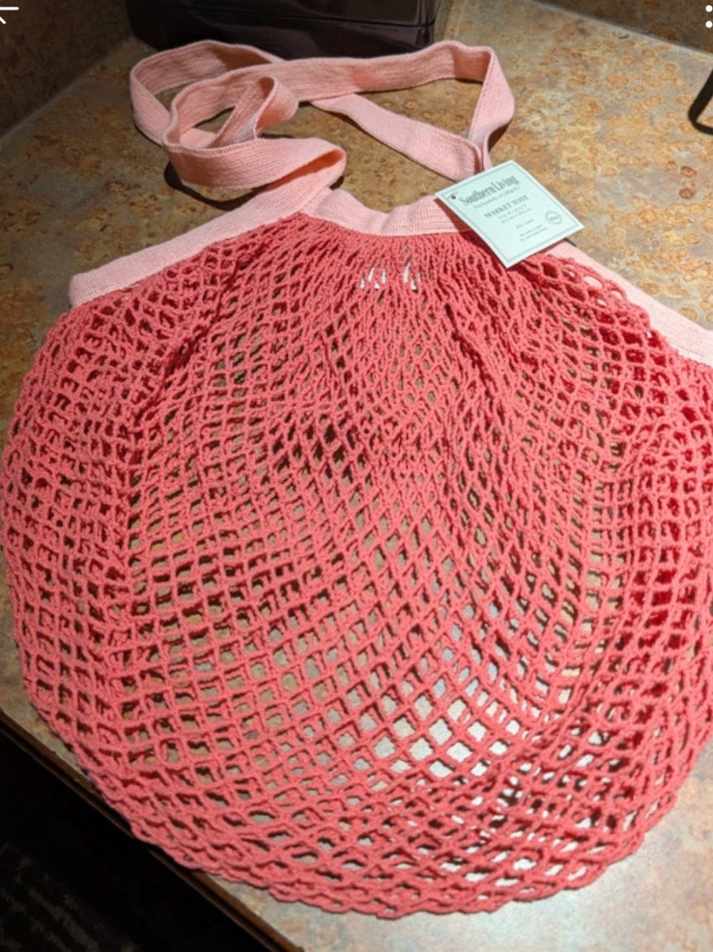 Pink Cotton Mesh Farmers Market Tote - Southern Living For Dillards NWT
